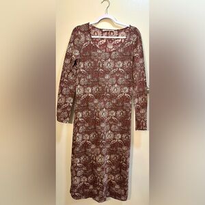 Peruvian Connection Long Sleeve Maxi Dress Size M
